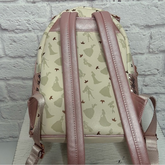 Loungefly Disney Ultimate Princess Sequin Rose Gold Mini Backpack main image 7